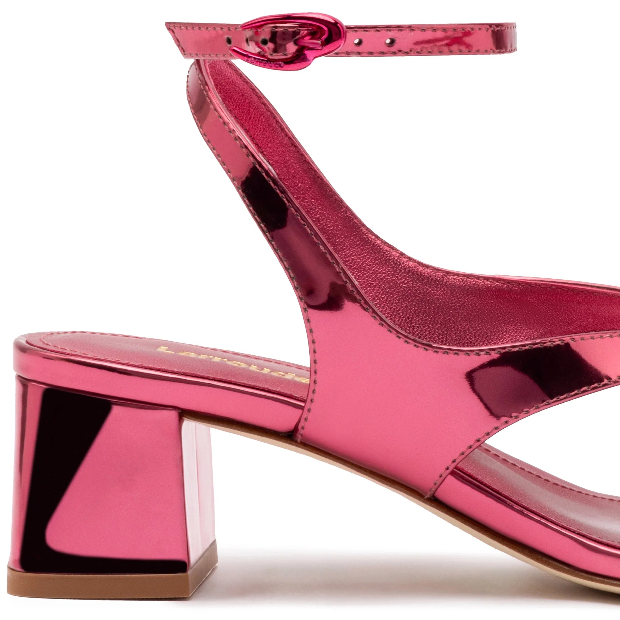Larroude Gaia Block Sandal In French Rose Specchio