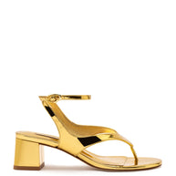 Larroude Gaia Block Sandal In Gold Specchio