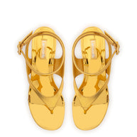 Larroude Gaia Block Sandal In Gold Specchio