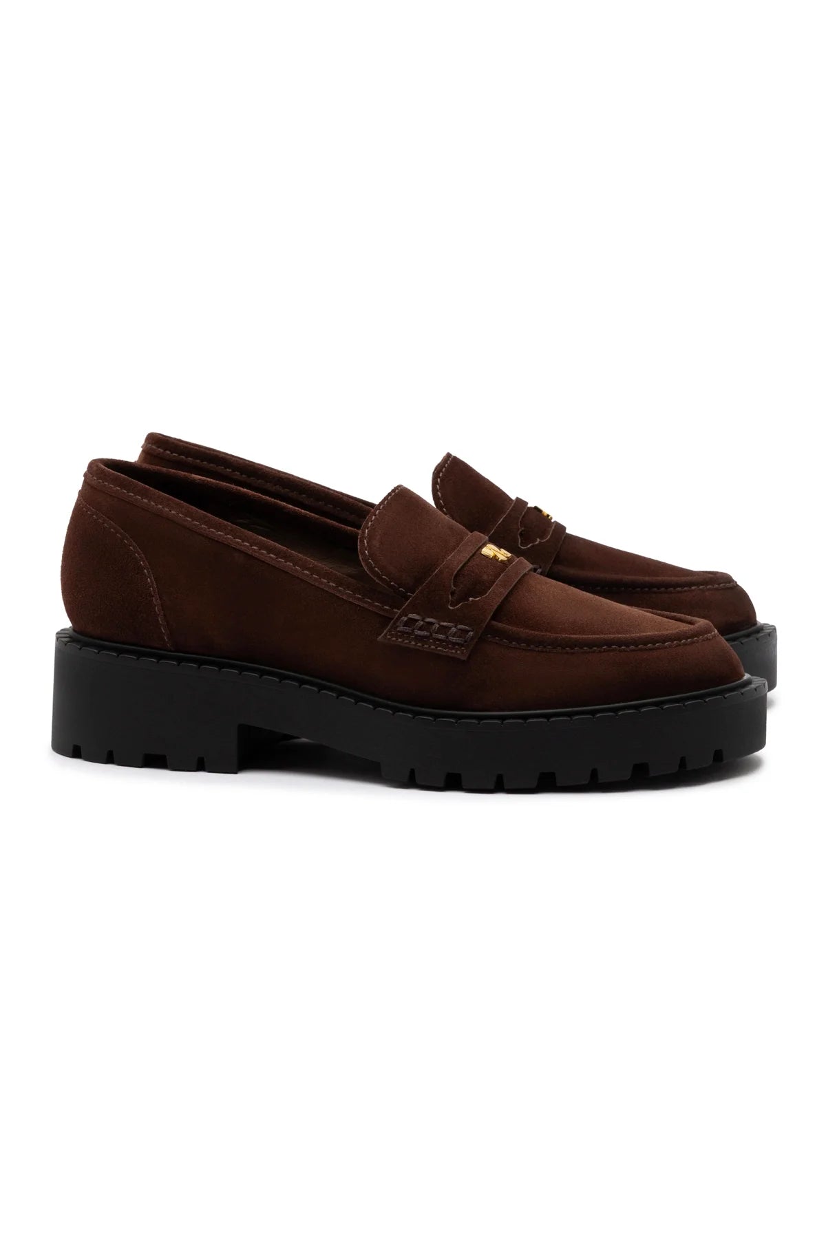 Larroude Suki Lugsole Loafer In Brown Suede