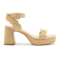 Dolly Broderie Low Sandal In Beige Raffia