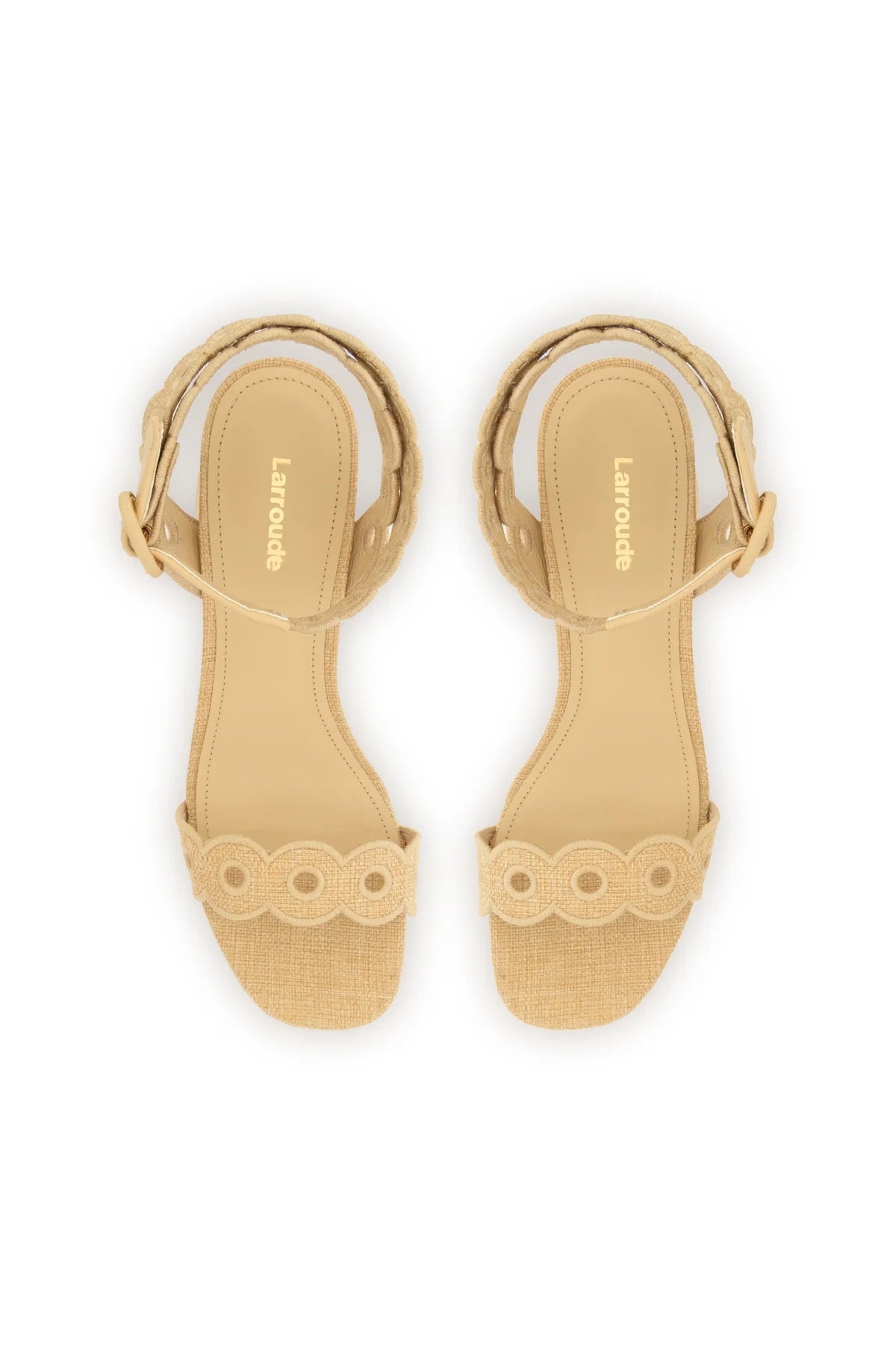 Dolly Broderie Low Sandal In Beige Raffia