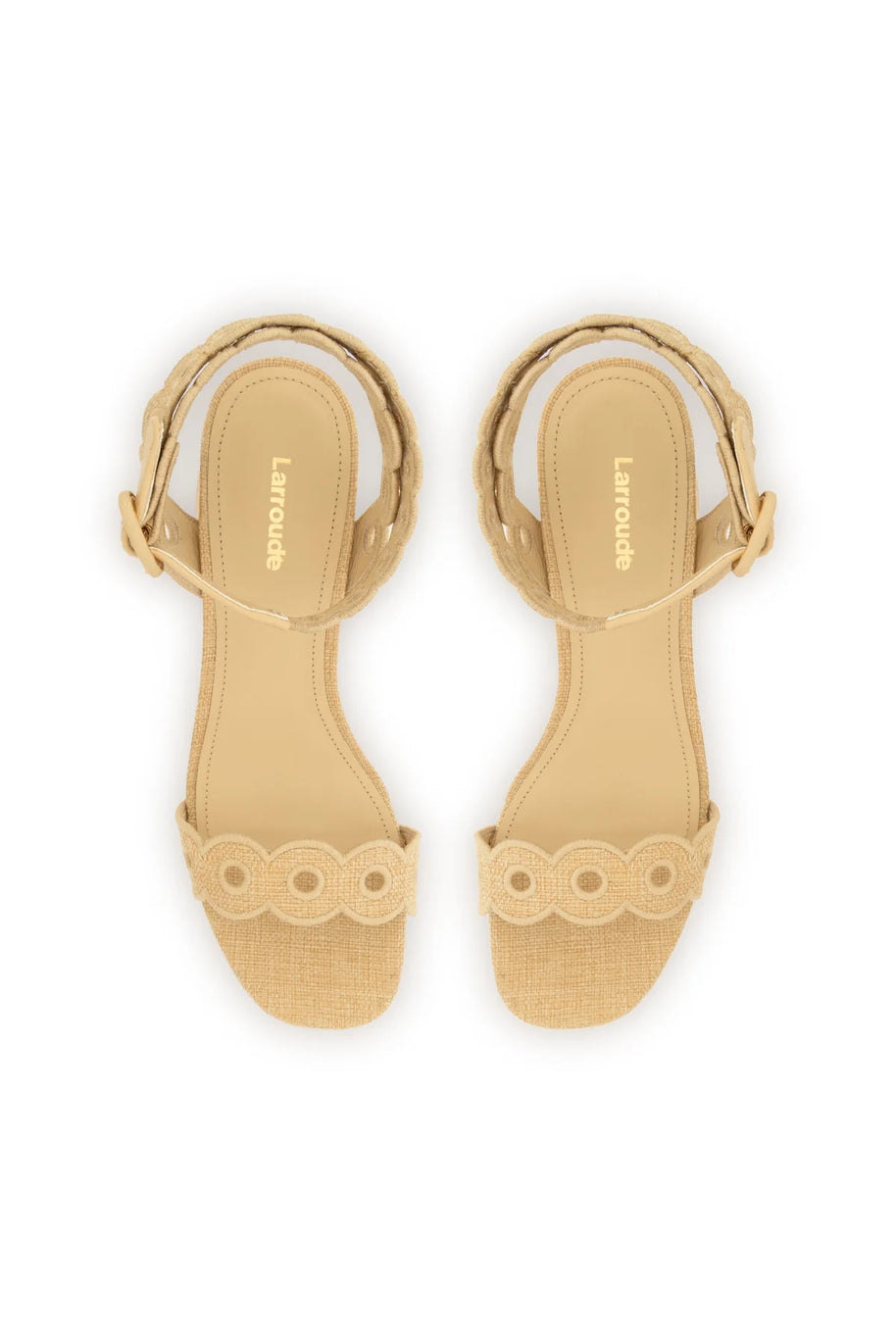 Dolly Broderie Low Sandal In Beige Raffia