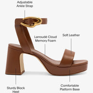 Larroude Dolly Verona Low Sandal In Caramel Leather