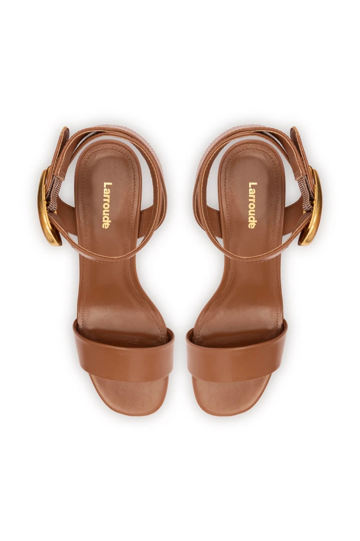 Larroude Dolly Verona Low Sandal In Caramel Leather
