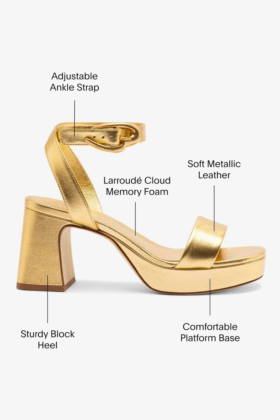 Larroude Dolly Verona Low Sandal In Gold Metallic Leather