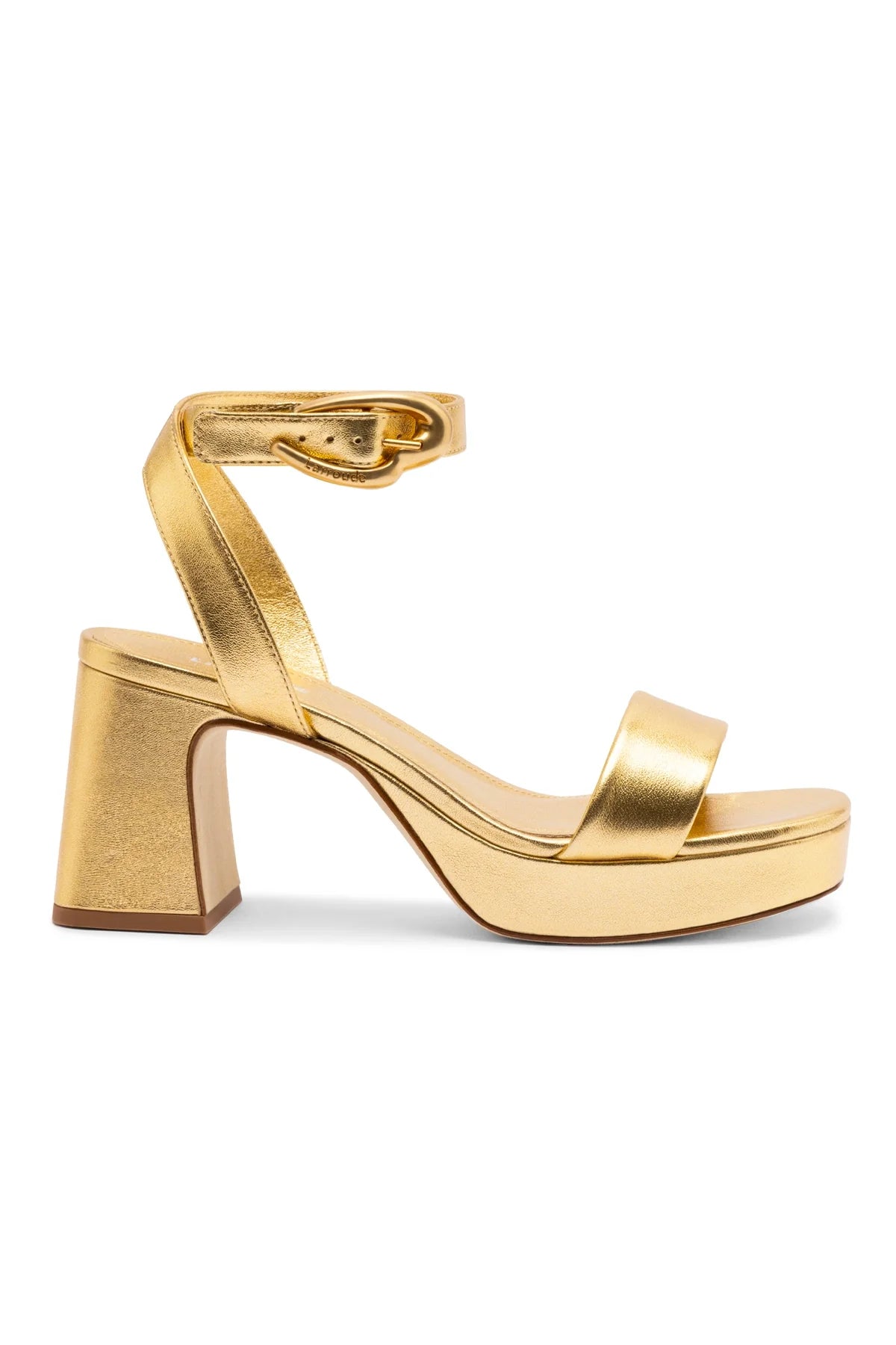 Larroude Dolly Verona Low Sandal In Gold Metallic Leather