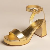 Larroude Dolly Verona Low Sandal In Gold Metallic Leather