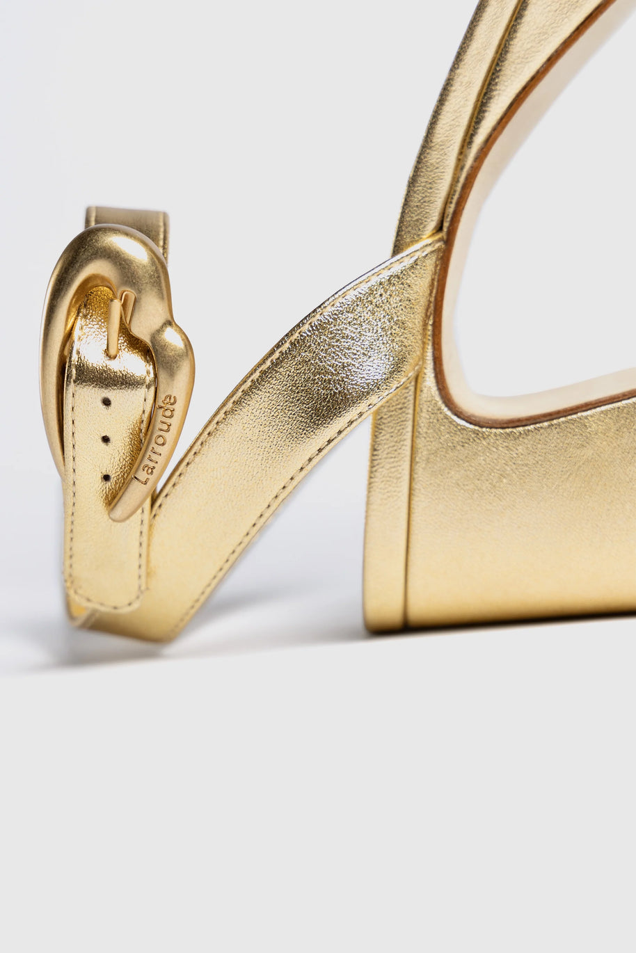 Larroude Dolly Verona Low Sandal In Gold Metallic Leather
