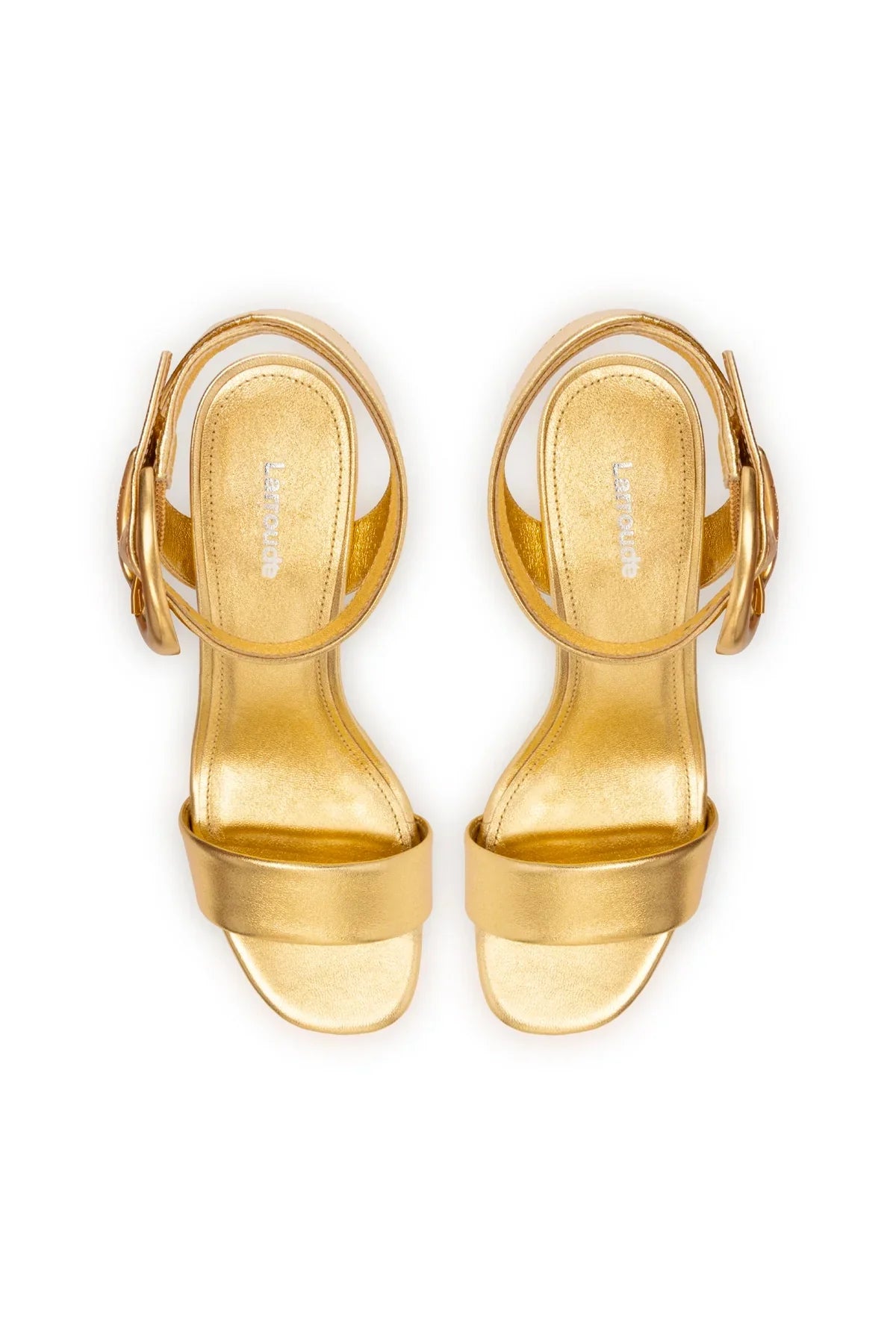 Larroude Dolly Verona Low Sandal In Gold Metallic Leather