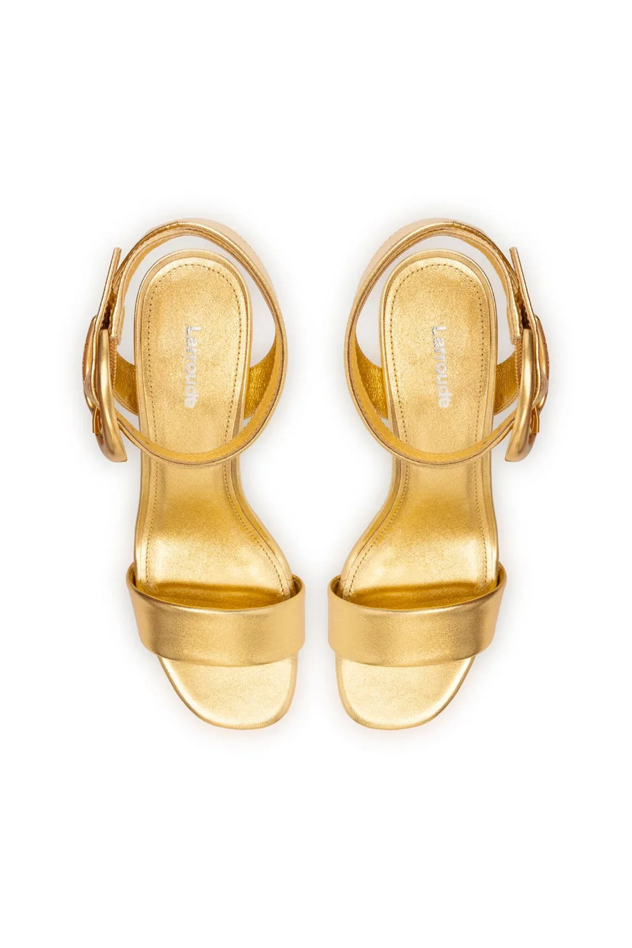 Larroude Dolly Verona Low Sandal In Gold Metallic Leather
