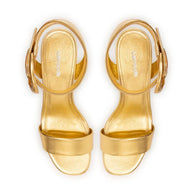Larroude Dolly Verona Low Sandal In Gold Metallic Leather