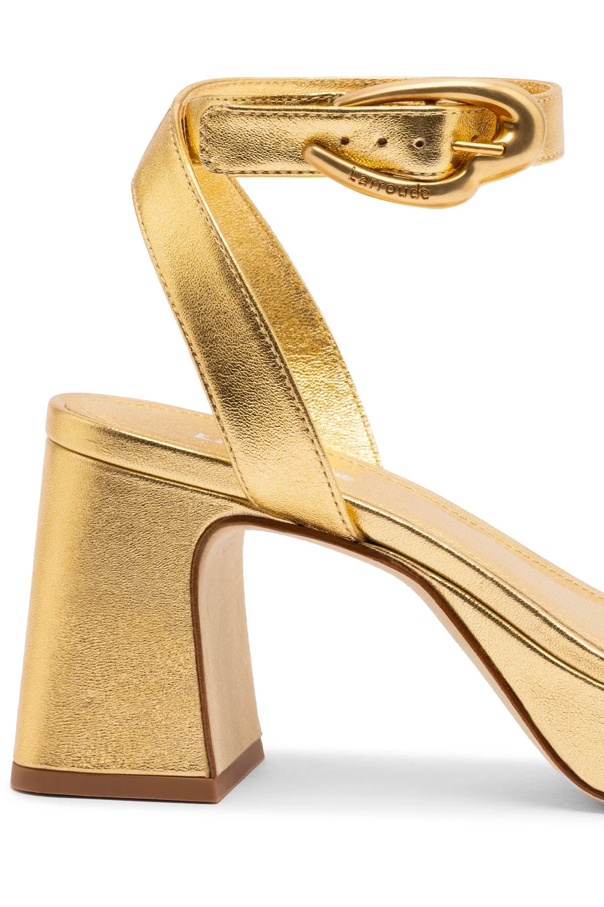 Larroude Dolly Verona Low Sandal In Gold Metallic Leather