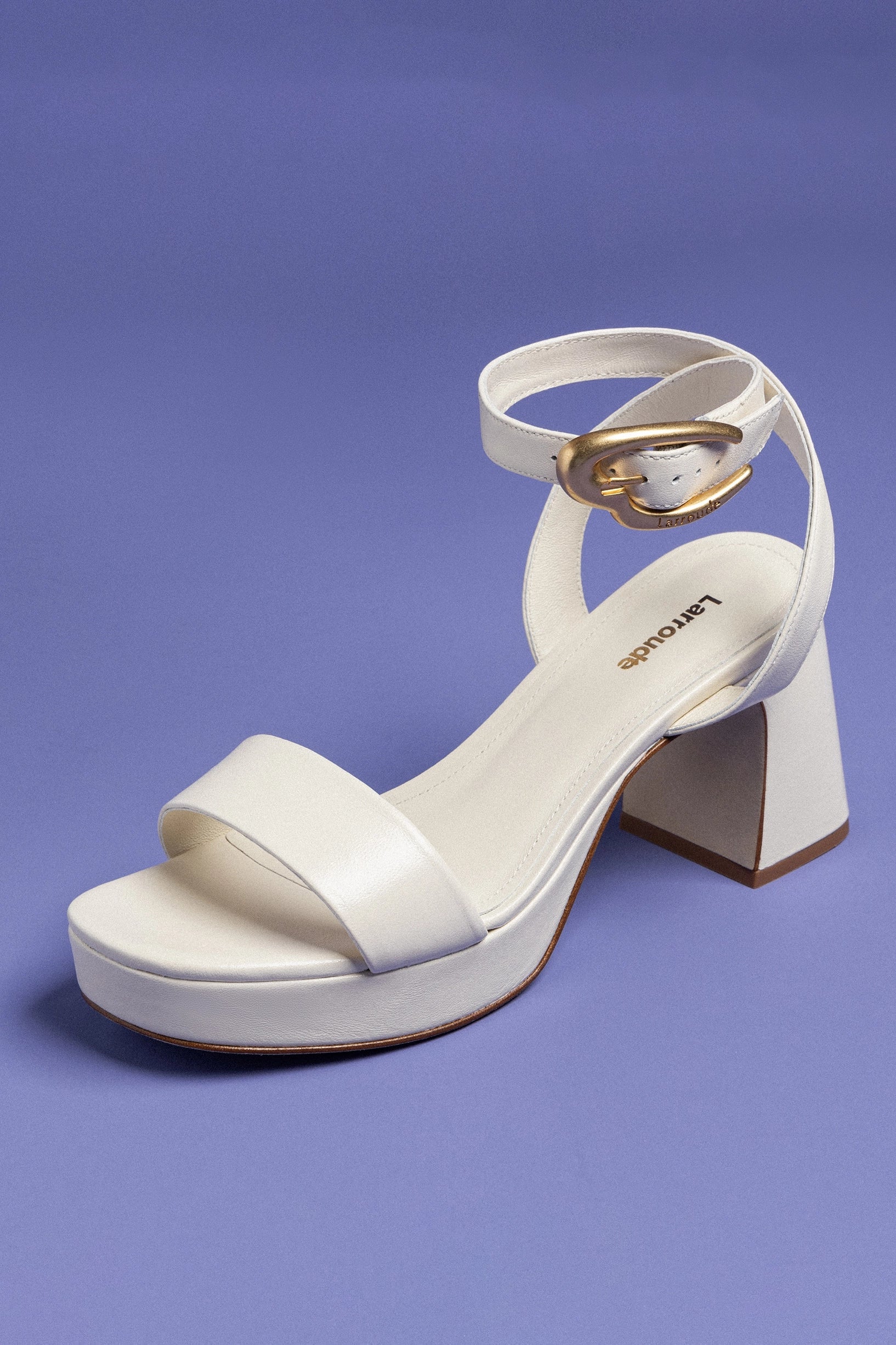 Larroude Dolly Verona Low Sandal In Ivory Leather