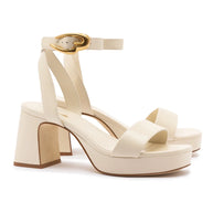 Larroude Dolly Verona Low Sandal In Ivory Leather