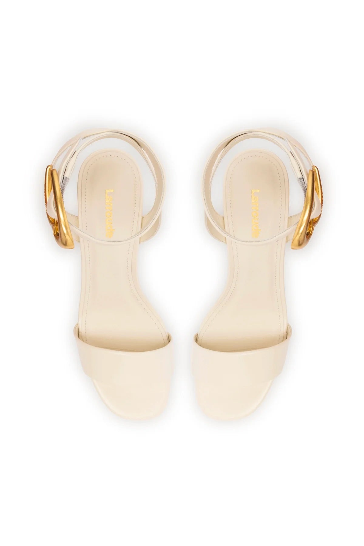 Larroude Dolly Verona Low Sandal In Ivory Leather