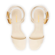 Larroude Dolly Verona Low Sandal In Ivory Leather