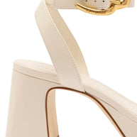 Larroude Dolly Verona Low Sandal In Ivory Leather