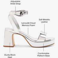 Larroude Dolly Verona Low Sandal In Silver Specchio