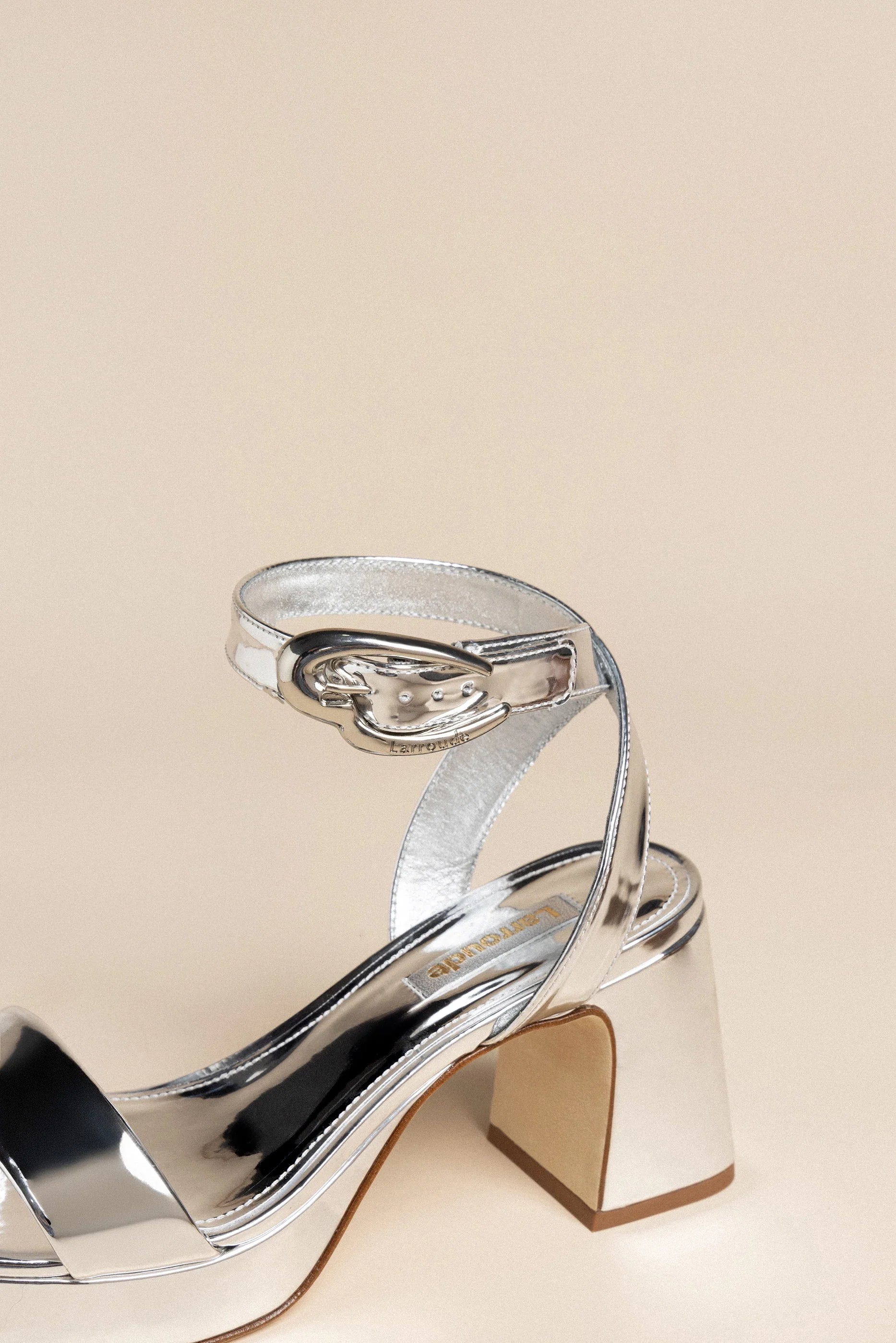 Larroude Dolly Verona Low Sandal In Silver Specchio