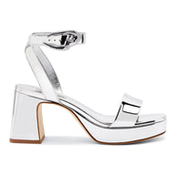 Larroude Dolly Verona Low Sandal In Silver Specchio