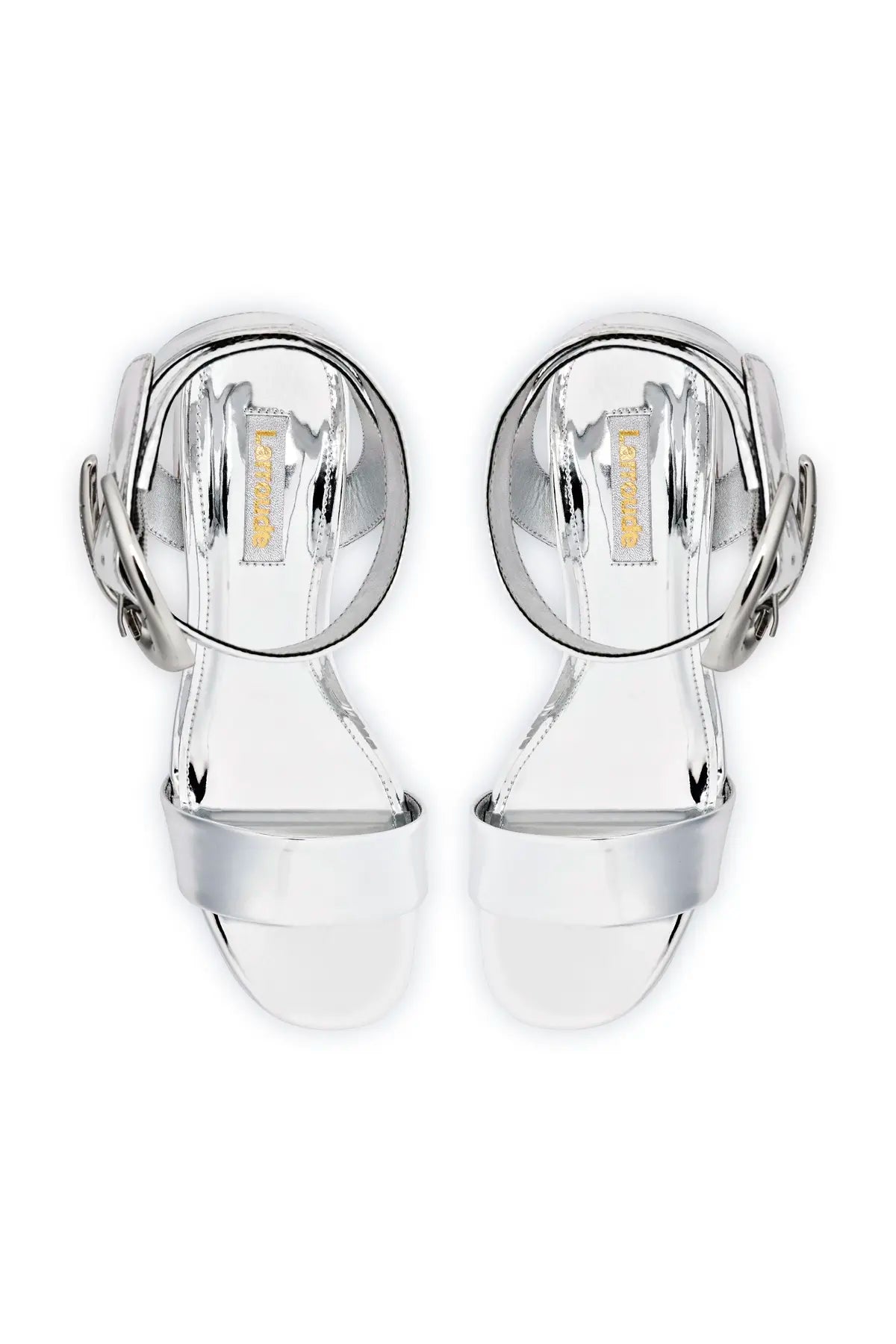 Larroude Dolly Verona Low Sandal In Silver Specchio