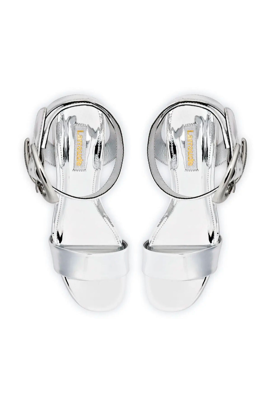 Larroude Dolly Verona Low Sandal In Silver Specchio