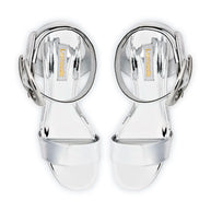 Larroude Dolly Verona Low Sandal In Silver Specchio