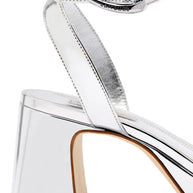Larroude Dolly Verona Low Sandal In Silver Specchio