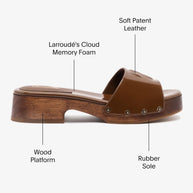Larroude Zuzi Mule In Burnt Umber Patent Leather