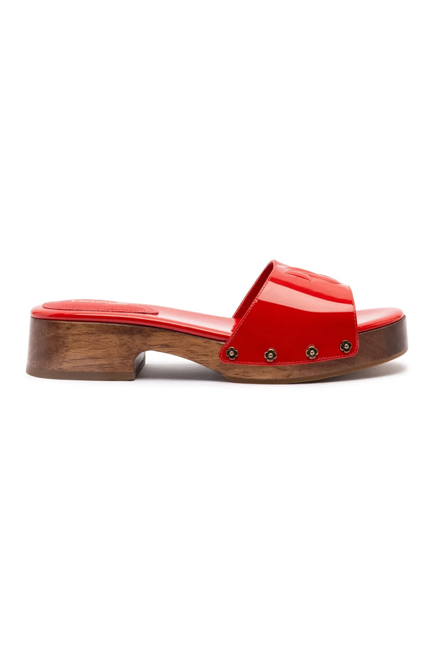 Larroude Zuzi Mule In Scarlet Patent Leather
