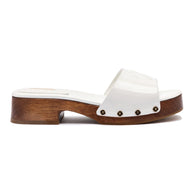 Larroude Zuzi Mule In White Patent Leather