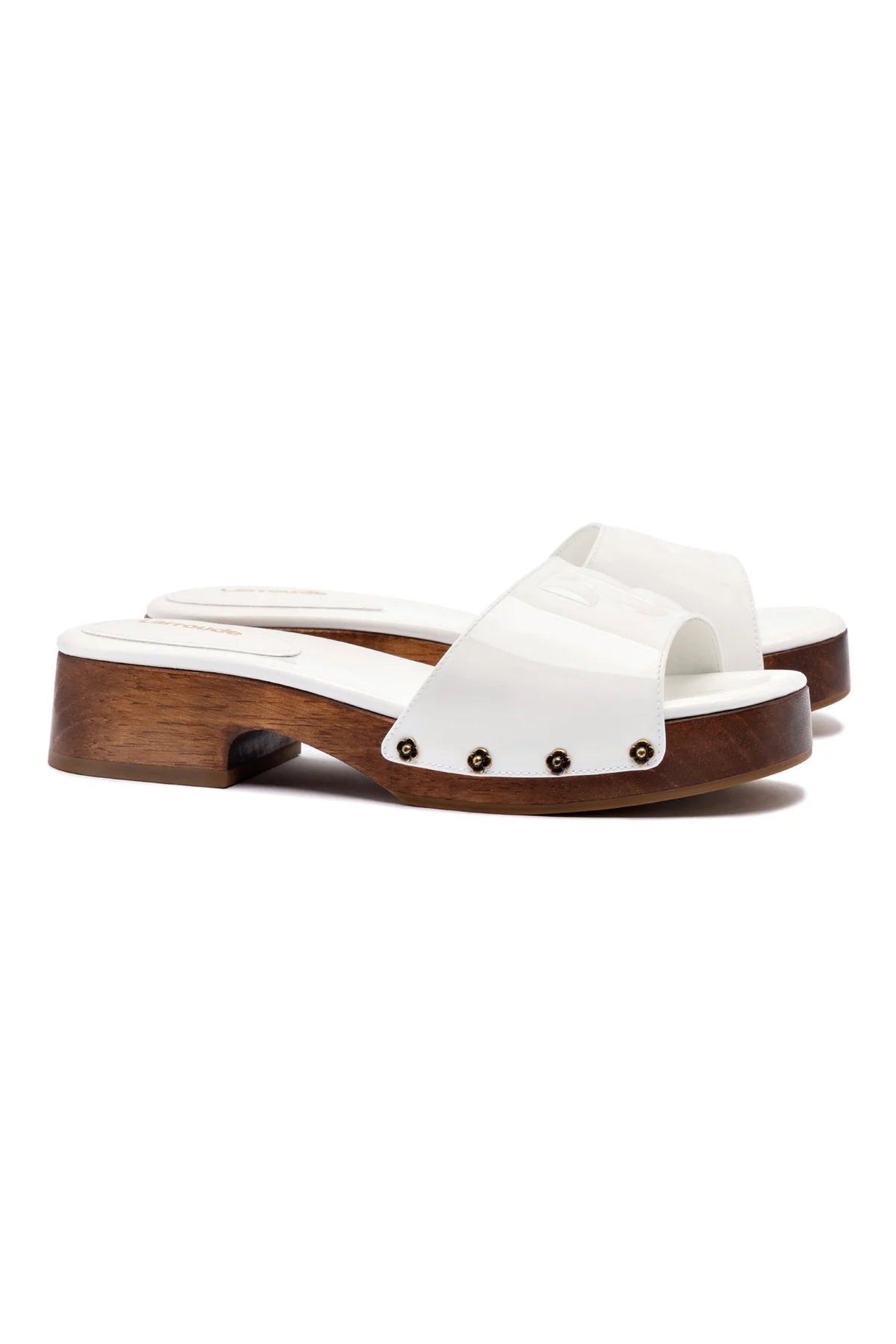 Larroude Zuzi Mule In White Patent Leather