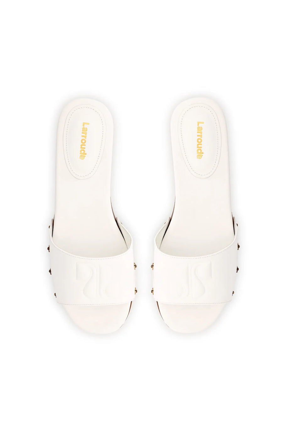 Larroude Zuzi Mule In White Patent Leather