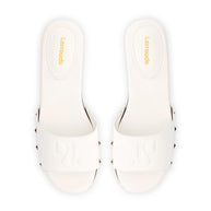 Larroude Zuzi Mule In White Patent Leather