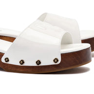 Larroude Zuzi Mule In White Patent Leather