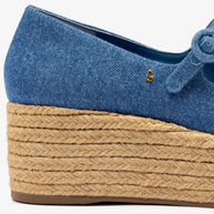 Larroude Blair Flatform In Blue Stoned Denim