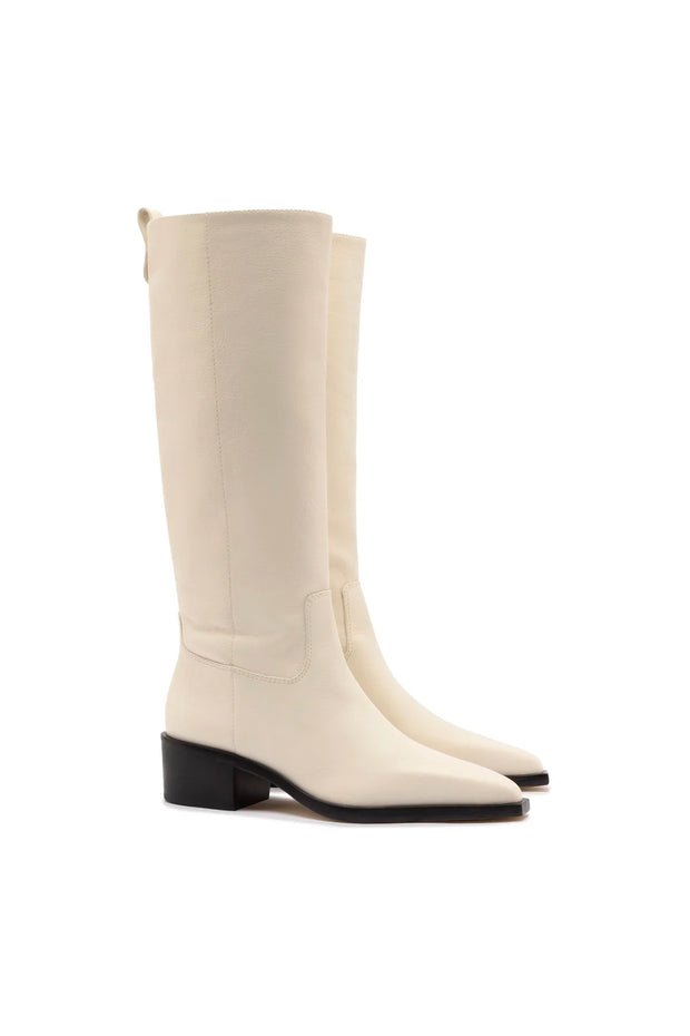 Larroude Florencia Boot In Ivory Leather