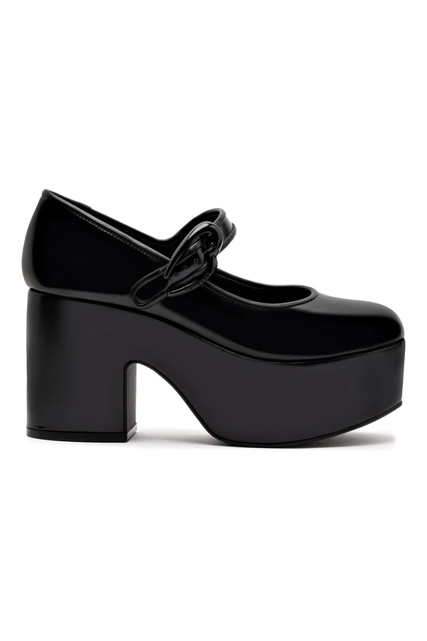 Larroude Verona Flatform In Black Box Leather