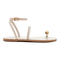 Larroude Biarritz Flat Sandal In Ivory Leather