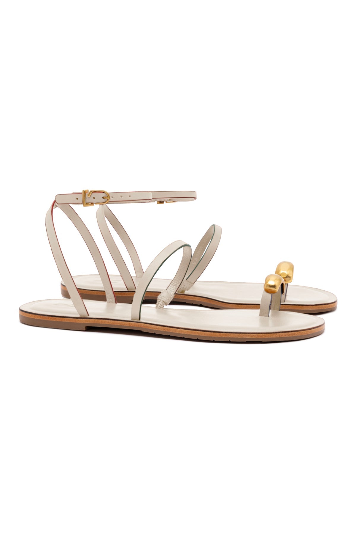 Larroude Biarritz Flat Sandal In Ivory Leather