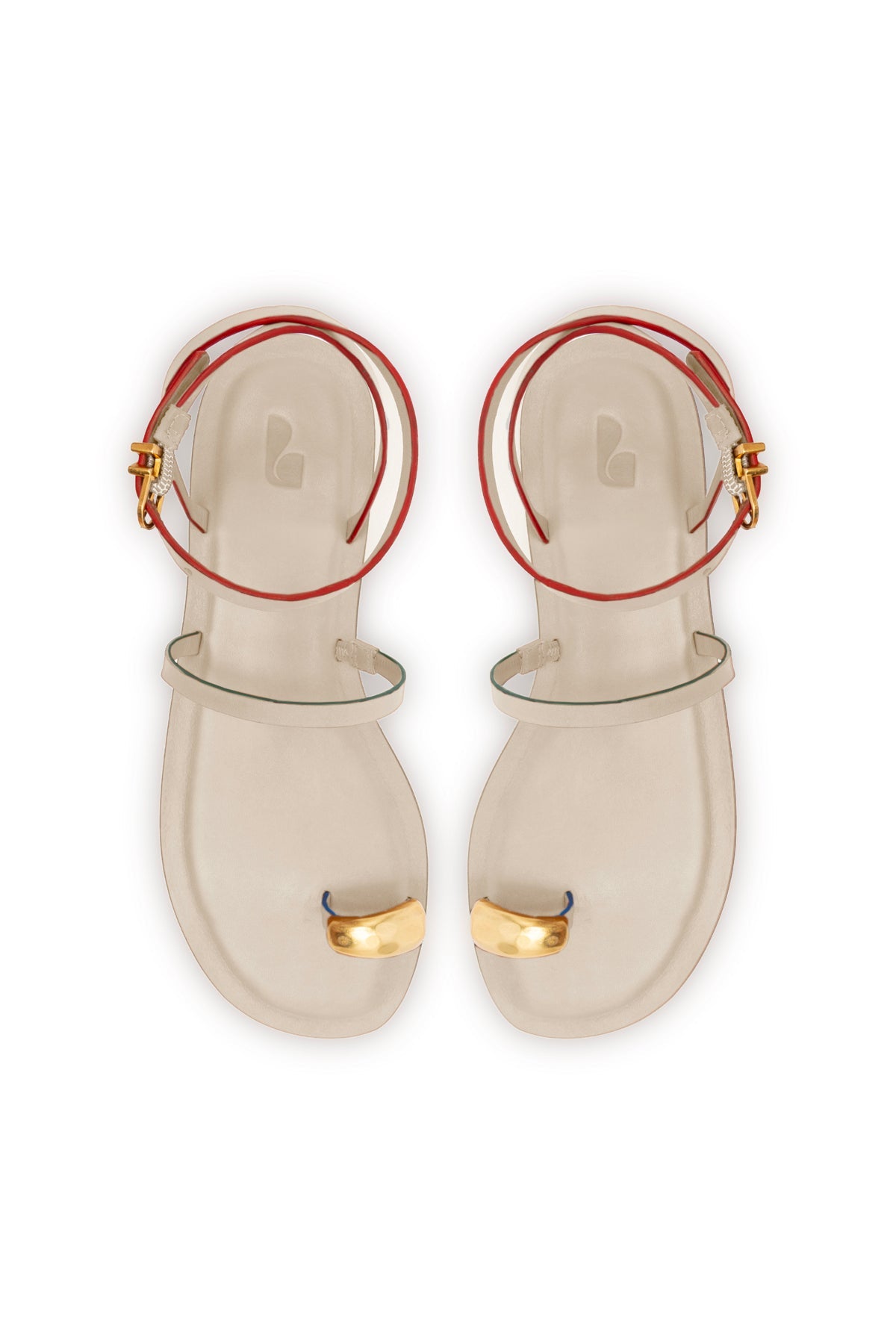 Larroude Biarritz Flat Sandal In Ivory Leather