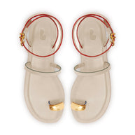 Larroude Biarritz Flat Sandal In Ivory Leather