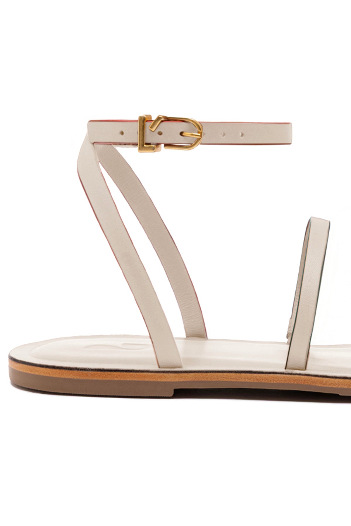 Larroude Biarritz Flat Sandal In Ivory Leather