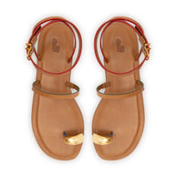 Larroude Biarritz Flat Sandal In Light Caramel Leather