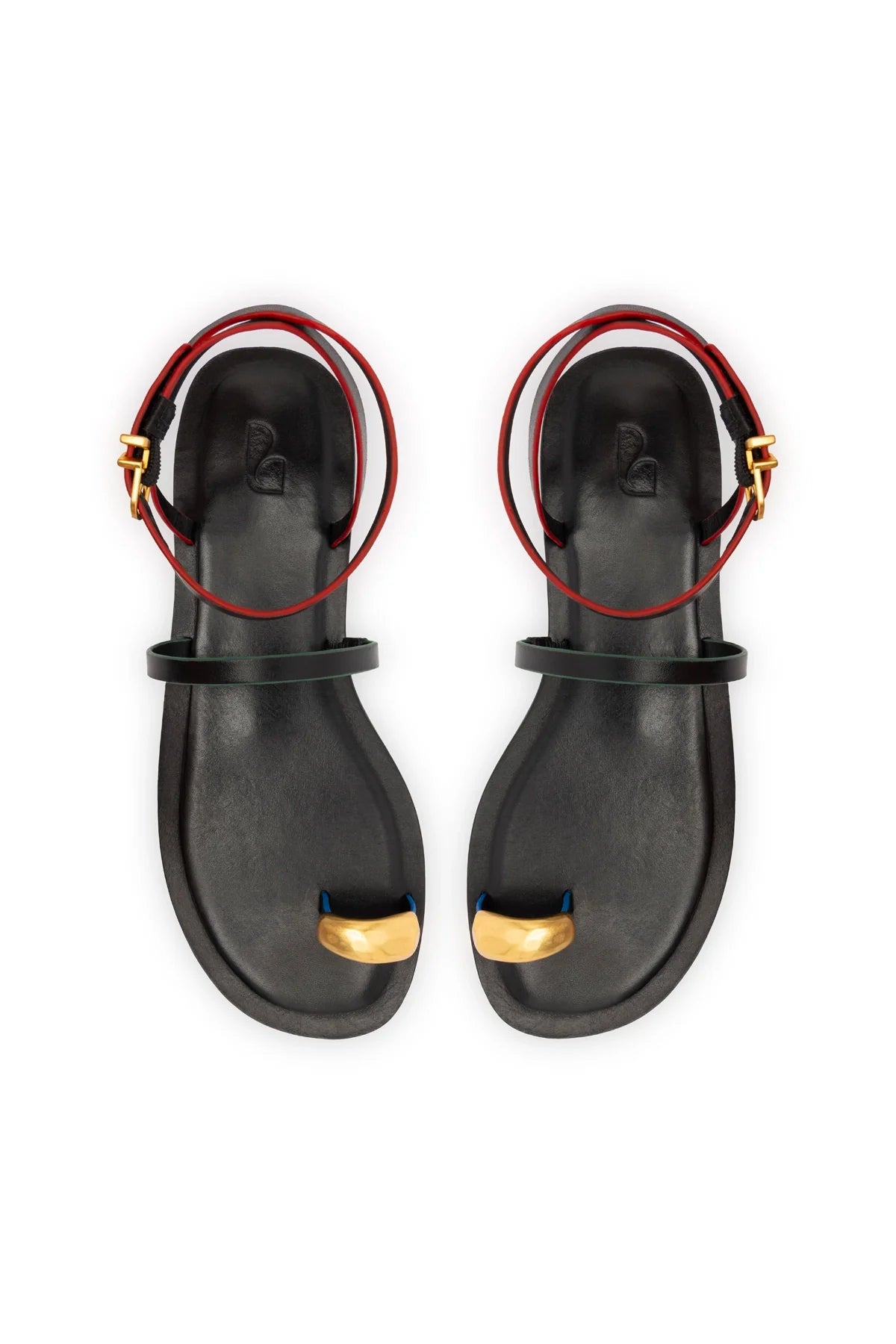 Larroude Biarritz Flat Sandal In Black Leather
