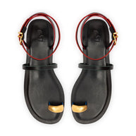 Larroude Biarritz Flat Sandal In Black Leather