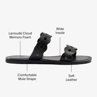 Larroude Florence Flat Mule In Black Leather