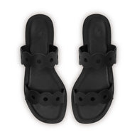 Larroude Florence Flat Mule In Black Leather