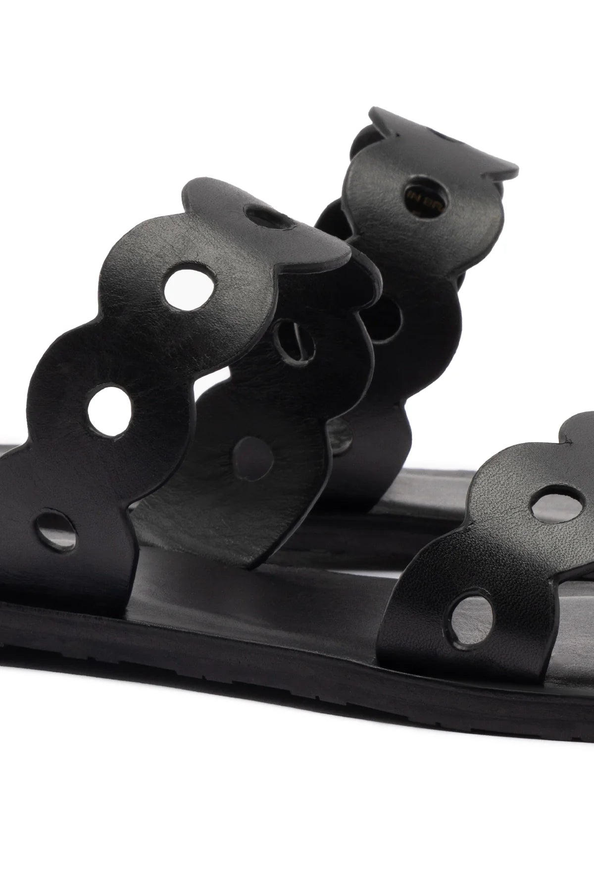 Larroude Florence Flat Mule In Black Leather